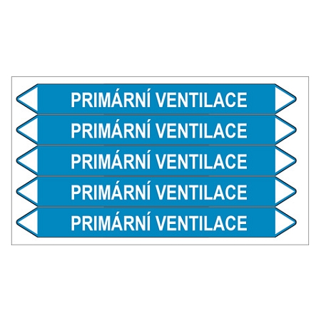 Značení potrubí, primární ventilace,5 ks, 150 × 12 mm